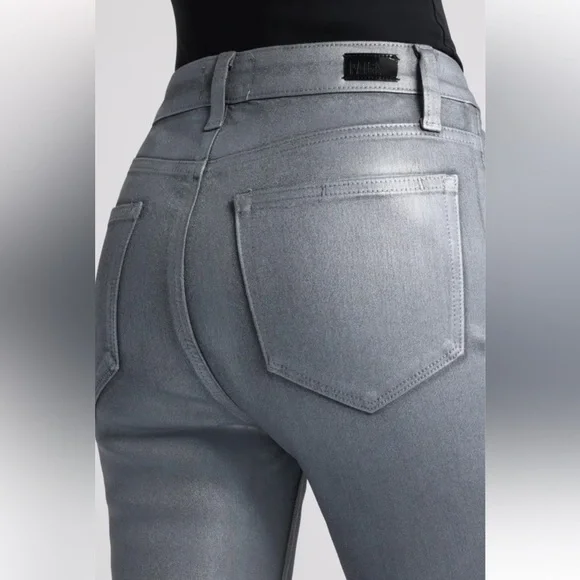 NEW EREVEVE Paige Claudine Silver Metallic Pants Size 32